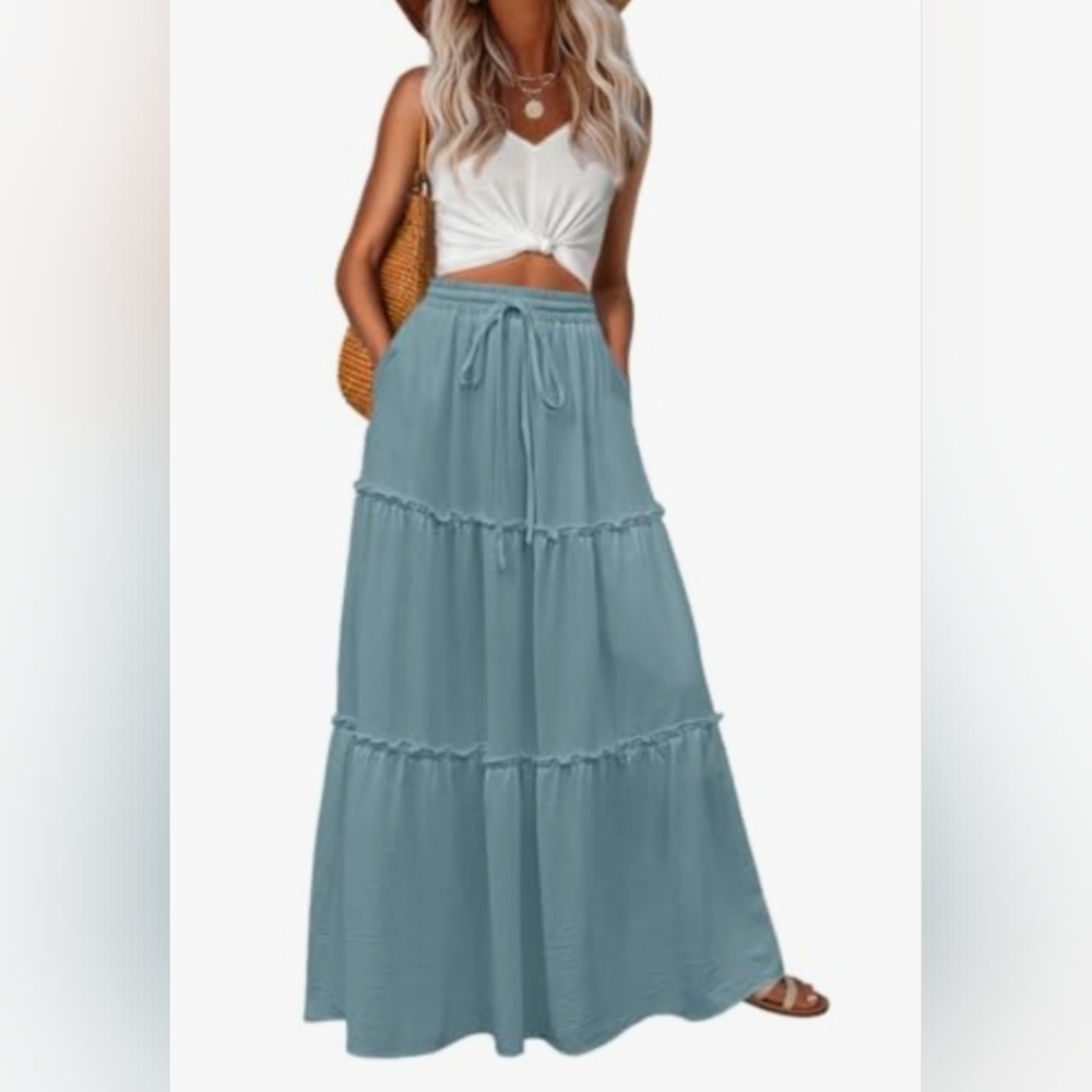 Elegant Blue Maxi Skirt - Picture 6 of 6